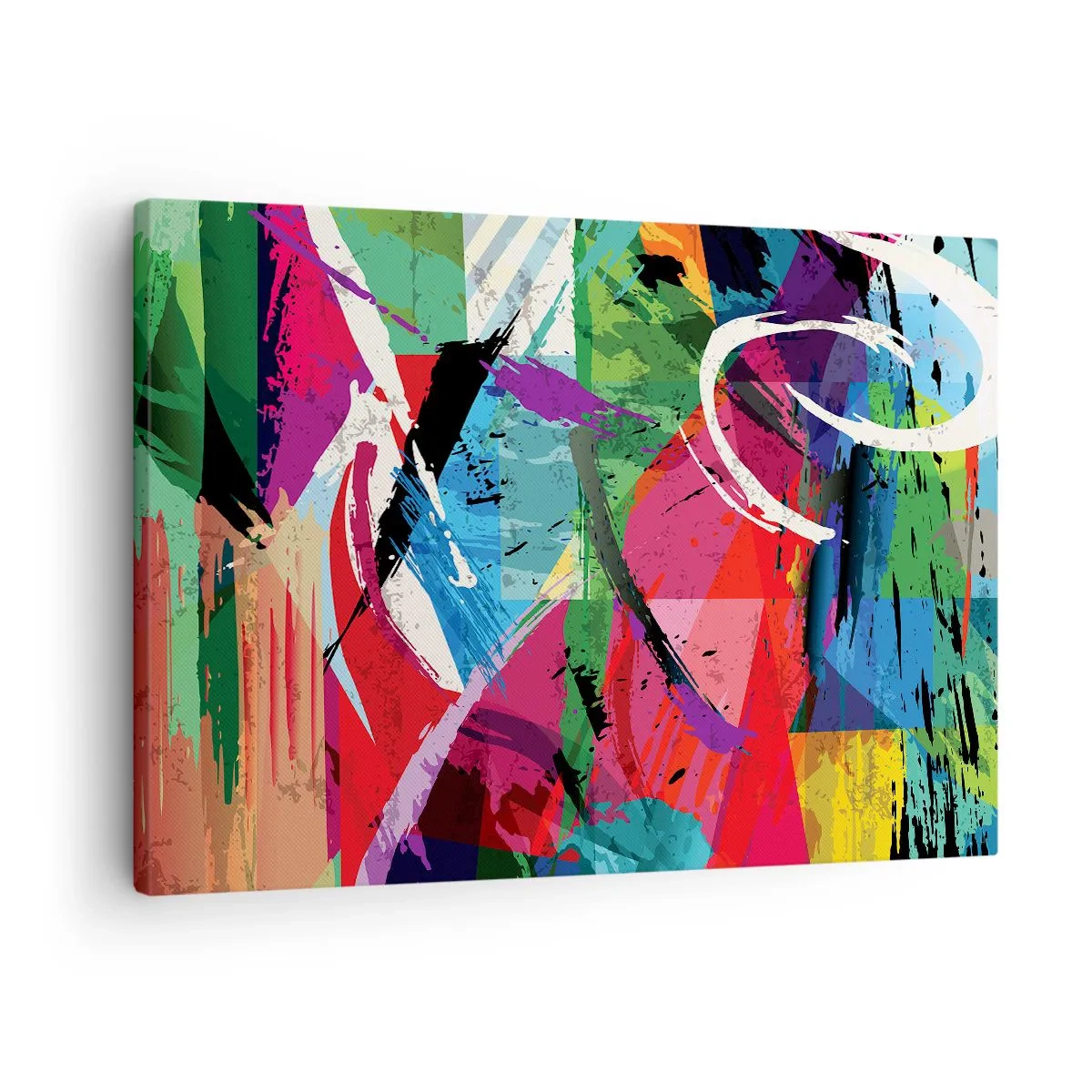 Obraz na plátně - Barevná abstrakce s dynamickými tahy štětcem - 70x50cm - Rychle, živě a čile - Moderní nástěnná dekorace do obývacího pokoje a ložnice ARTTOR