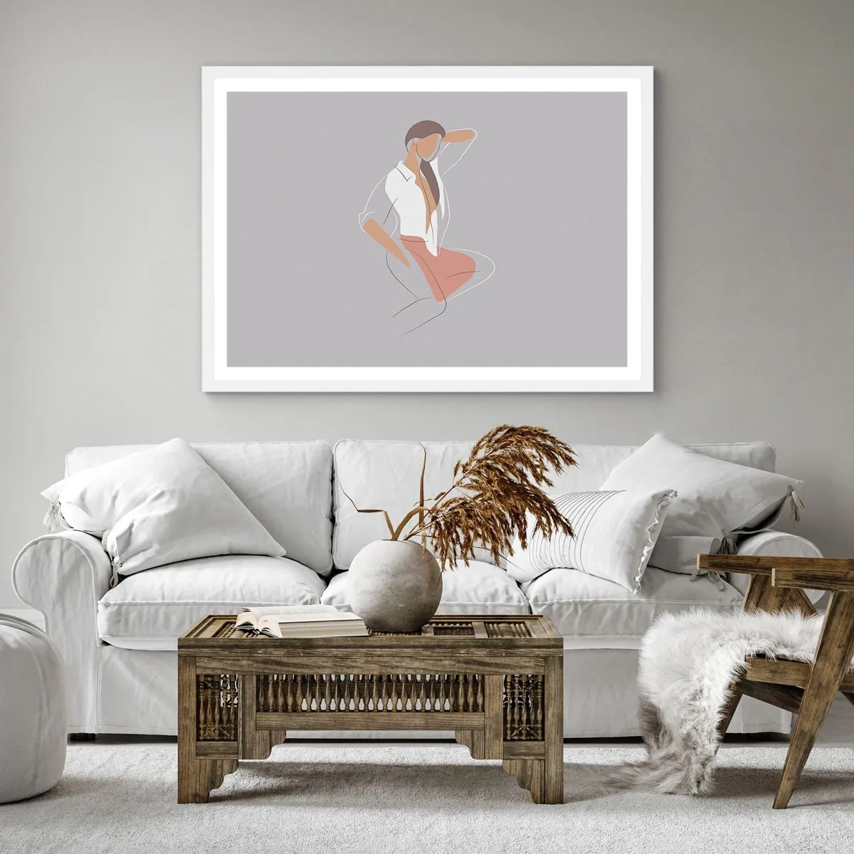 Plakát v bílém rámu - Obrys půvabu - 60x60 cm