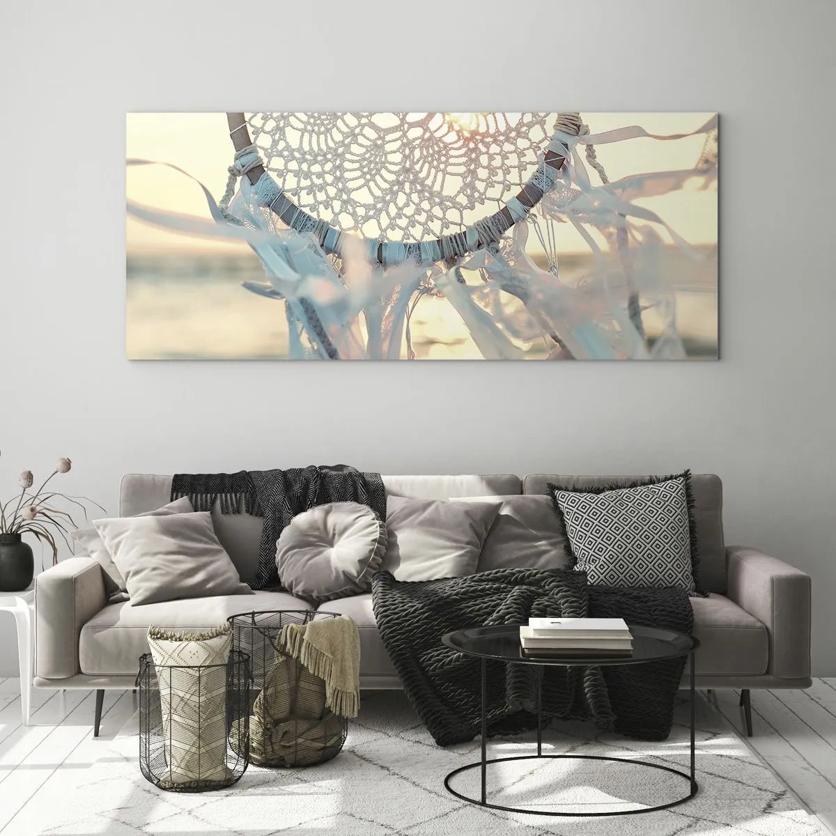 Obraz na skle - Krajkový totem - 100x40 cm