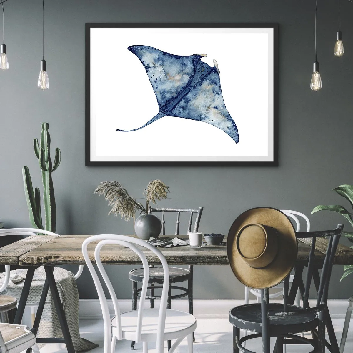 Plakát v černém rámu - Život v modři - 70x50 cm