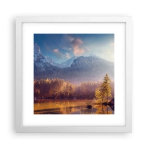 Plakát v bílém rámu - V horách a údolích - 30x30 cm