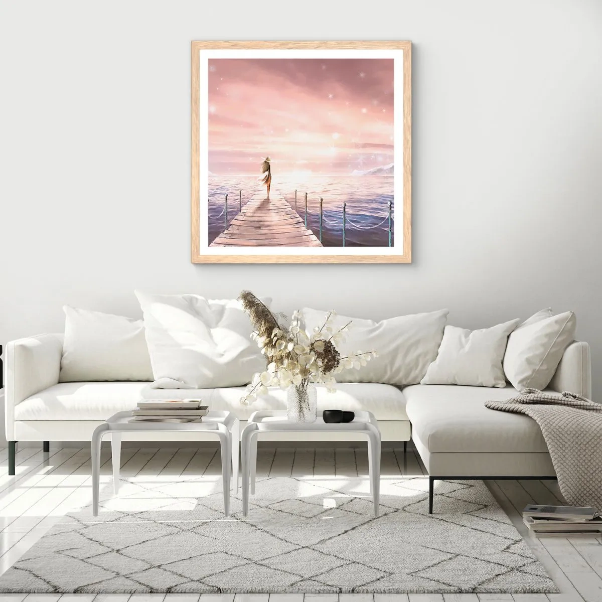 Plakát v rámu světlý dub - Ve světle snu - 40x40 cm
