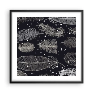 Plakát v černém rámu - Krajka s peřím - 50x50 cm
