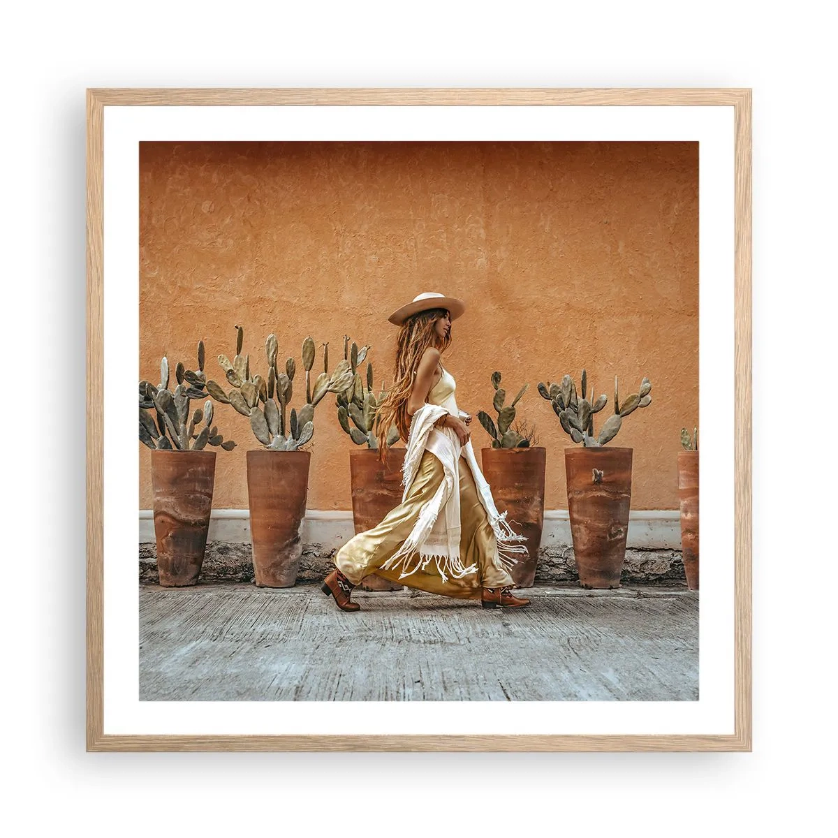 Plakát v rámu světlý dub - V hippie stylu - 60x60 cm