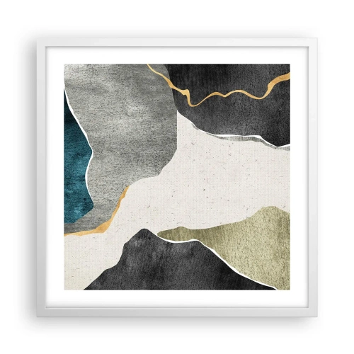 Plakát v bílém rámu - Mozaiková kompozice se zlatou nití - 50x50 cm