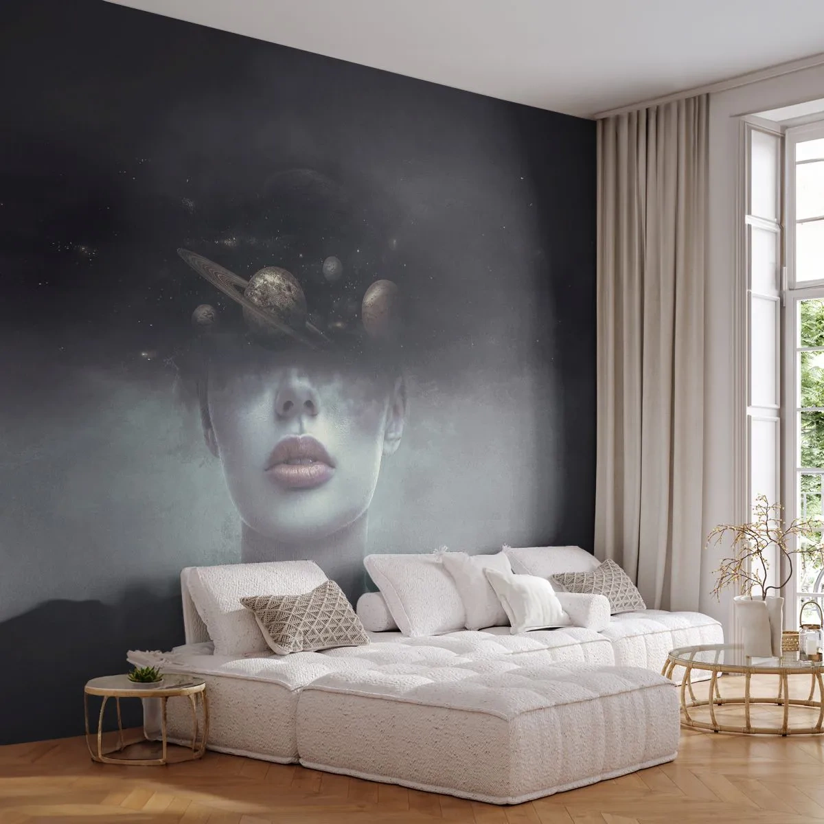 Fototapeta Premium Sand - A planety… - Abstrakce, ženská tvář, Kosmos - 450x315 cm