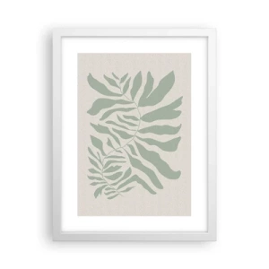 Plakát v bílém rámu - Smaragdová větev - 30x40 cm