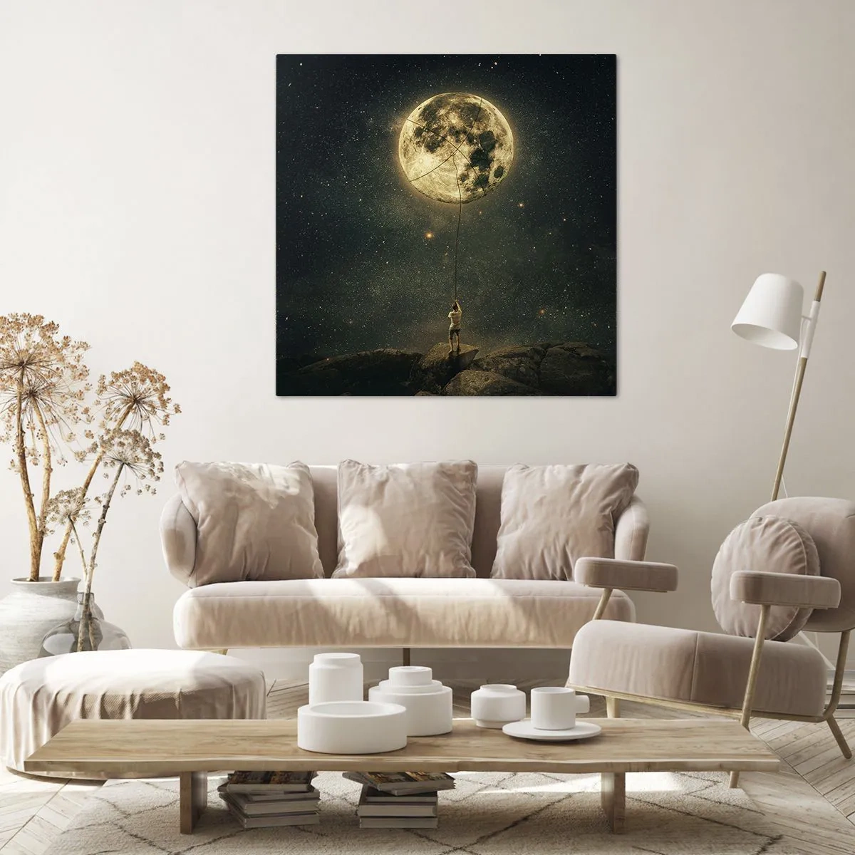 Obraz na plátně - Kluk, který ukradl měsíc - 60x60 cm