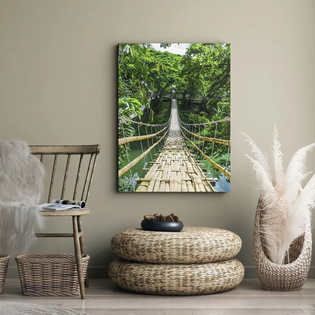 Obraz na plátně - Opičí most nad zelení - 50x70 cm
