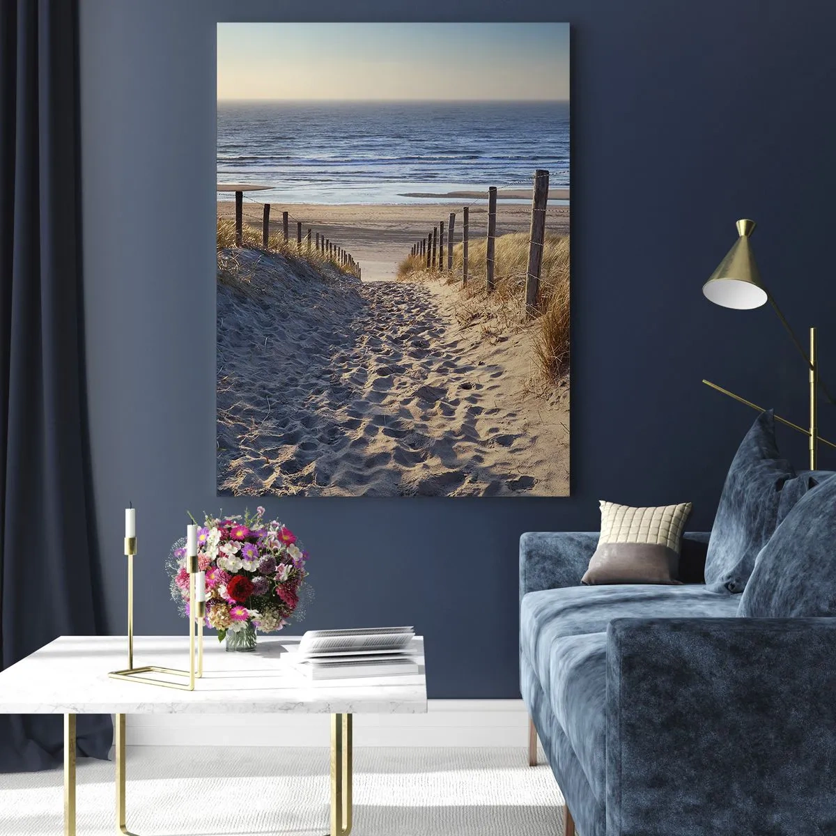 Obraz na skle - Šumění moře, zpěv ptáků, divoká pláž uprostřed trávy… - 50x70 cm
