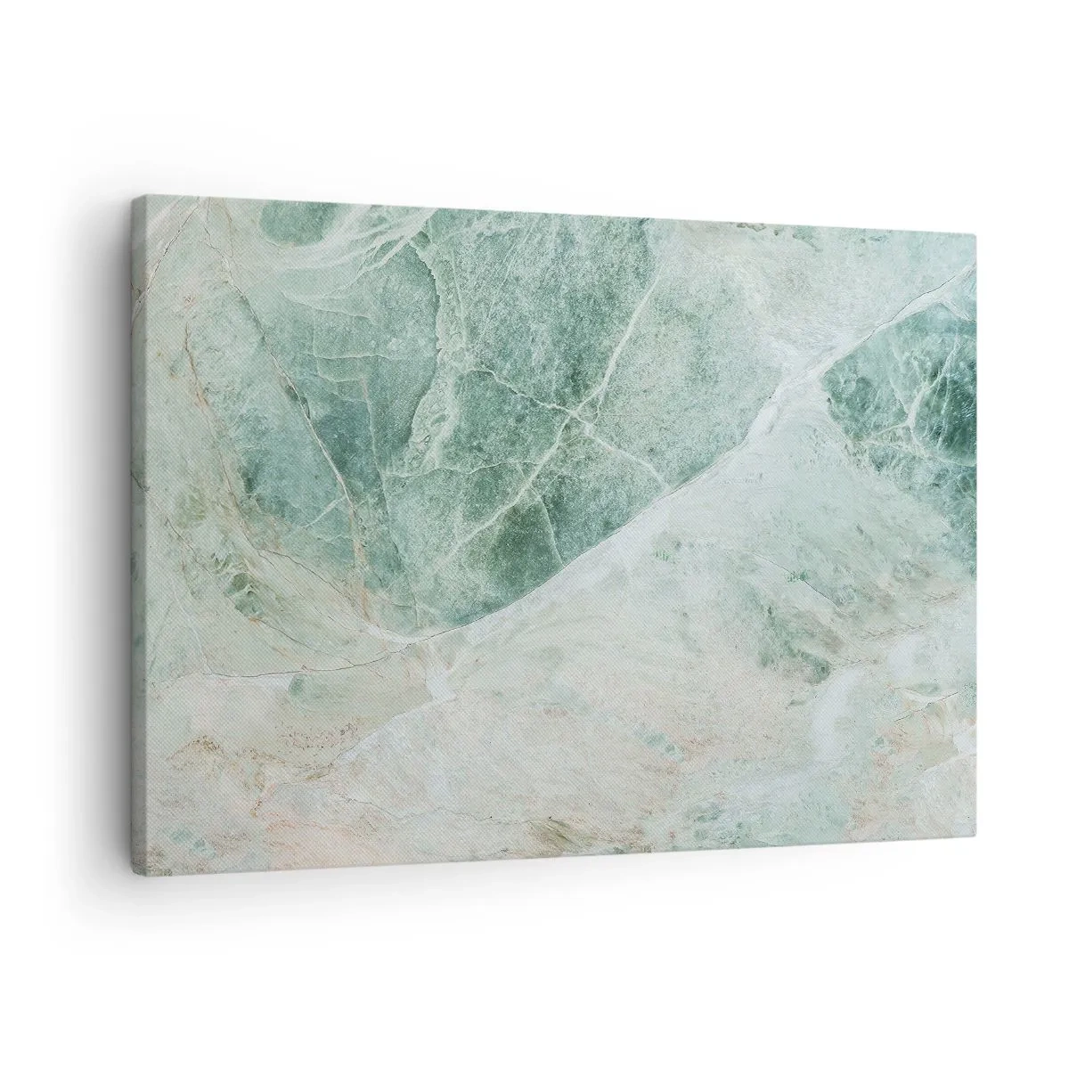 Obraz na plátně - Zelený mramor s jemnými bílými žilkami - 70x50cm - Ctný chlad kamene - Moderní nástěnná dekorace do obývacího pokoje a ložnice ARTTOR