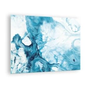 Obraz na skle - Abstraktní kompozice v odstínech modré a bílé - 70x50cm - Modrý koncert - Moderní nástěnná dekorace do obývacího pokoje a ložnice ARTTOR