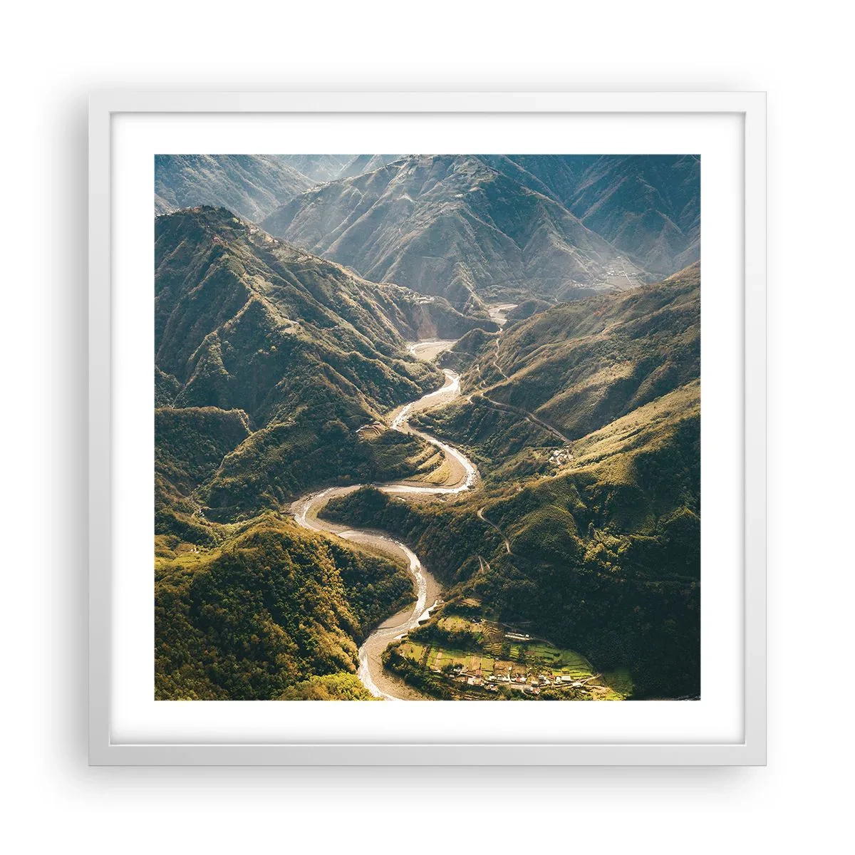 Plakát v bílém rámu - Přímo ze srdce hor - 50x50 cm