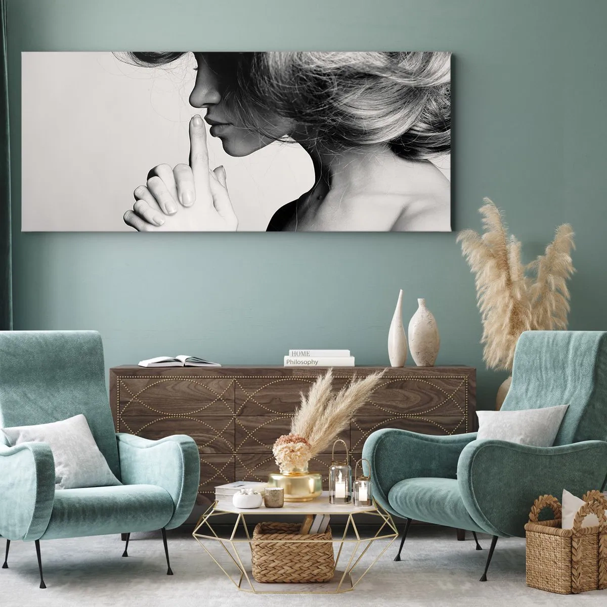 Obraz na plátně - Zahleděná do sebe - 100x40 cm