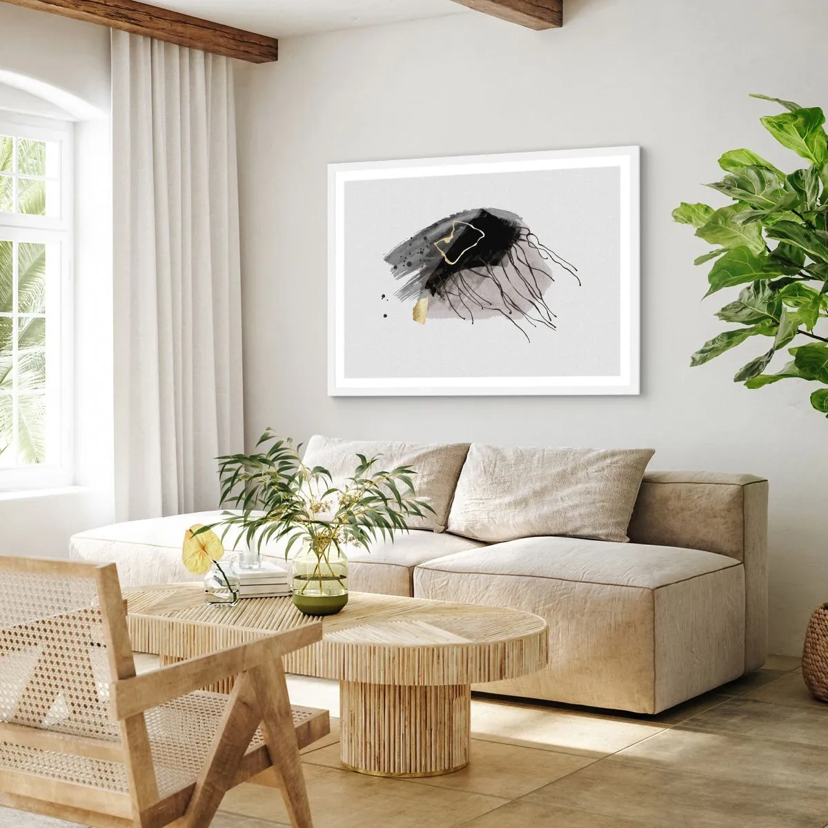 Plakát v bílém rámu - V černé a zlaté - 40x30 cm