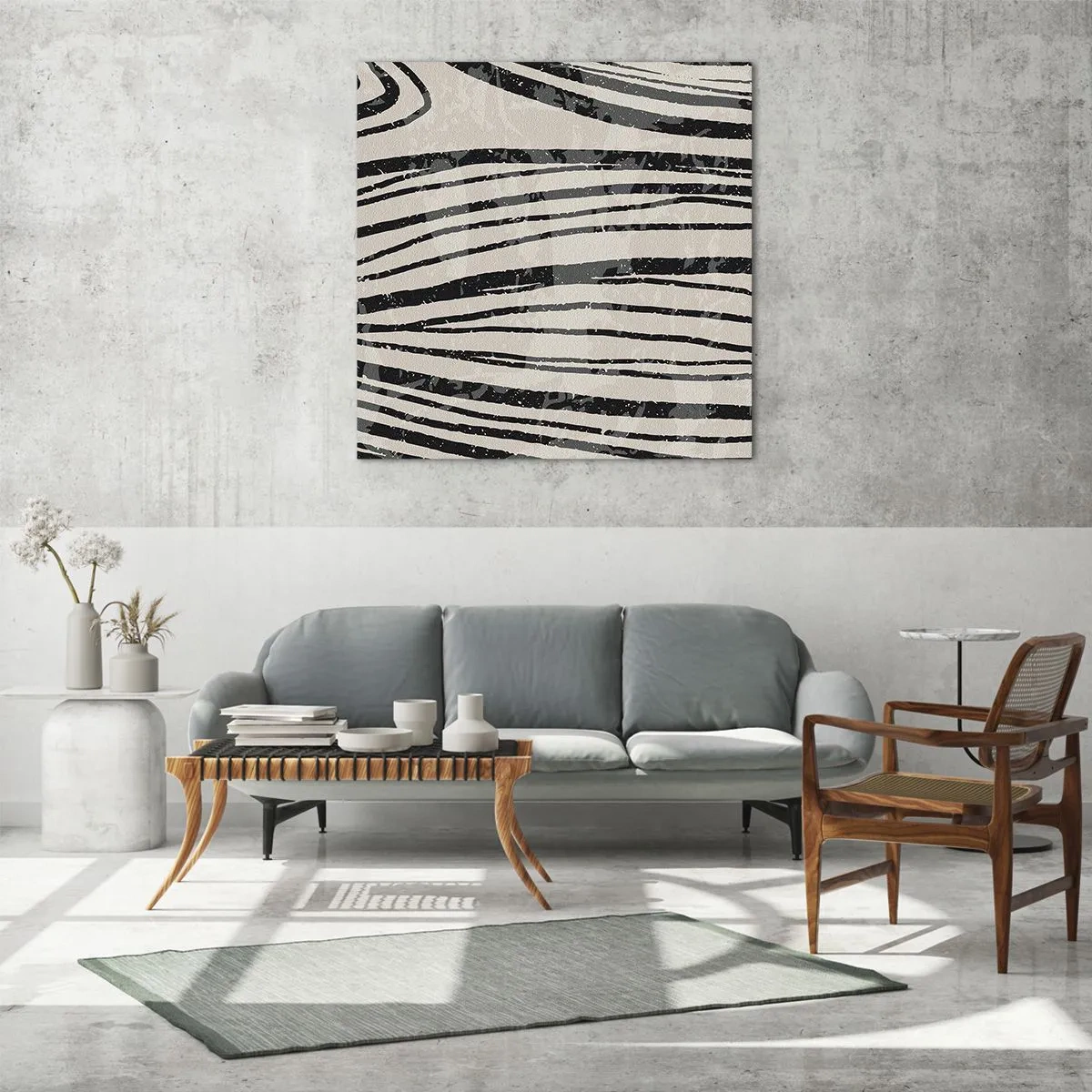 Obraz na skle - Močál s liniemi - 50x50 cm