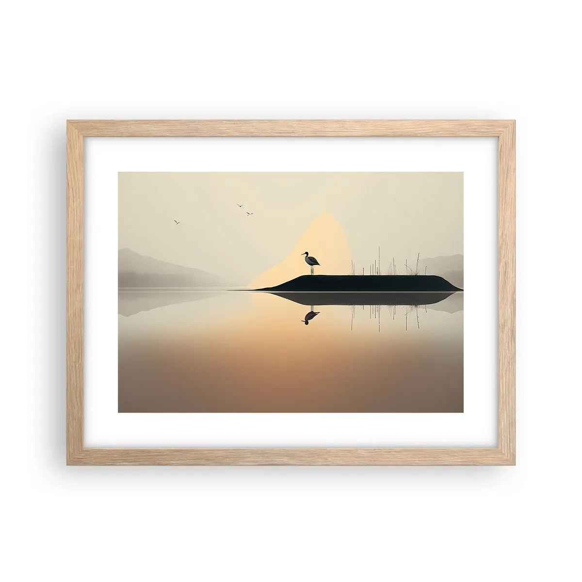 Plakát v rámu světlý dub - Pán na jezeře - 40x30 cm