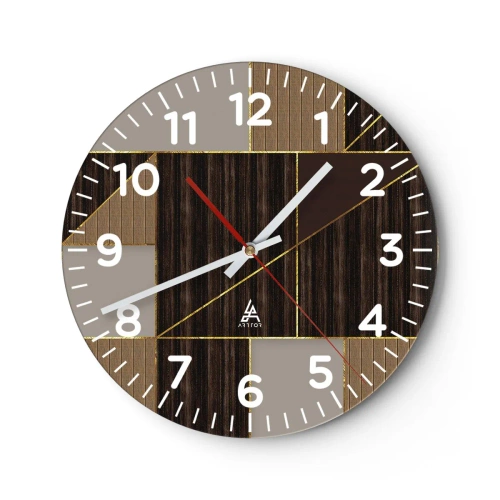 Nástěnné hodiny - Mozaika hnědé a zlaté - 40x40 cm