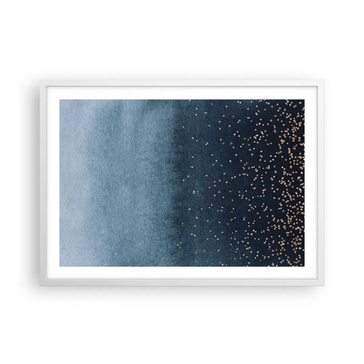 Plakát v bílém rámu - Kompozice – modré fáze - 70x50 cm