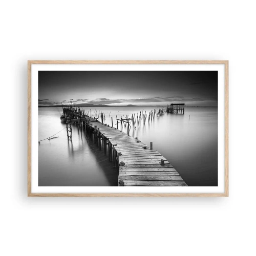Plakát v rámu světlý dub - Klid zapomenutého břehu - 91x61 cm