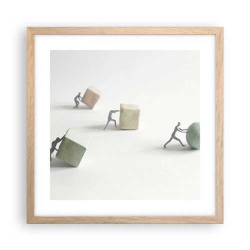 Plakát v rámu světlý dub - Život samotný - 40x40 cm