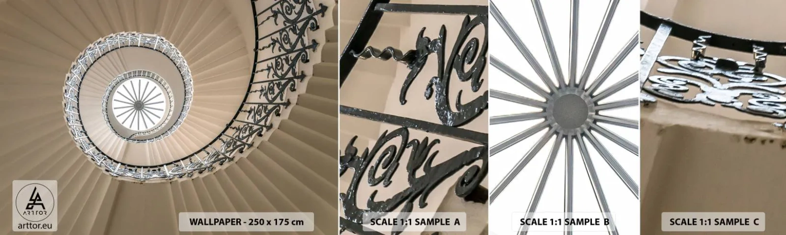 Vzor Fototapety Samolepicí Deluxe Sticker - Uvnitř mušle - Schody, Kudrnatý, Ornament - 100x30 cm