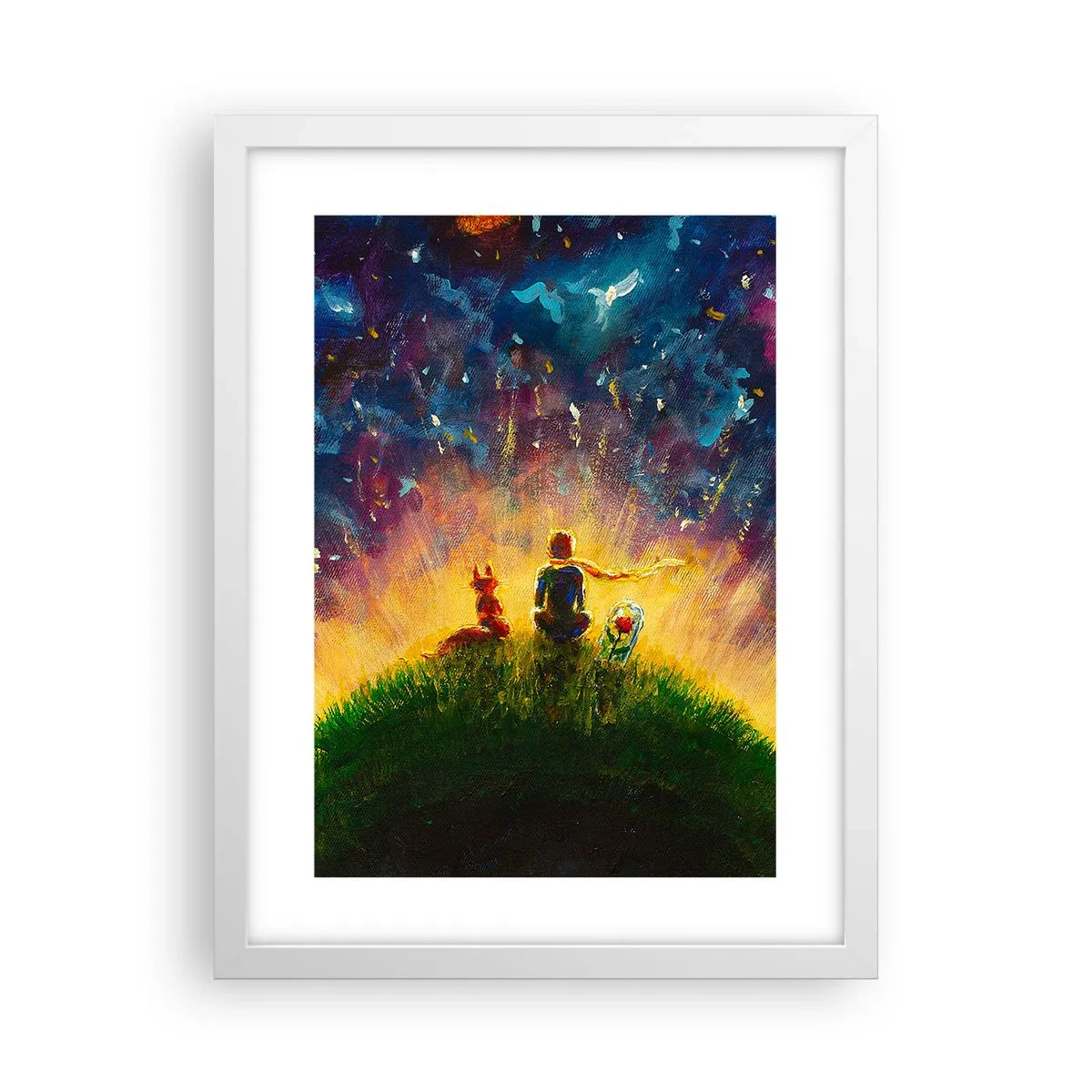 Plakát v bílém rámu - Láska a přátelství - celý svět - 30x40 cm