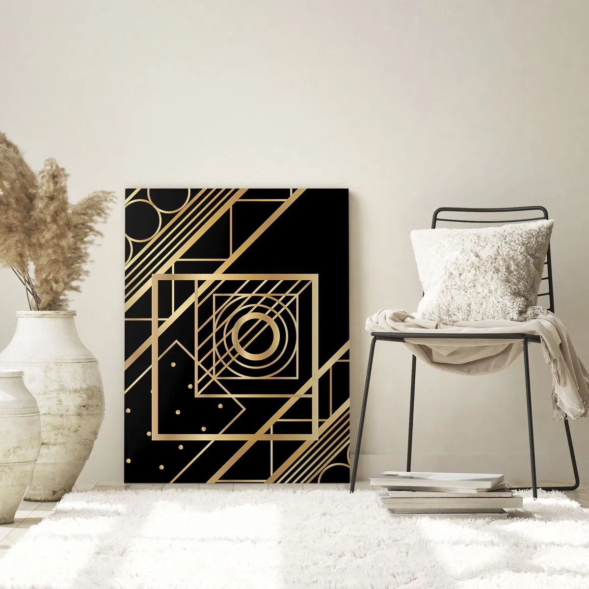 Obraz na skle - Zlatá geometrie - 50x70 cm