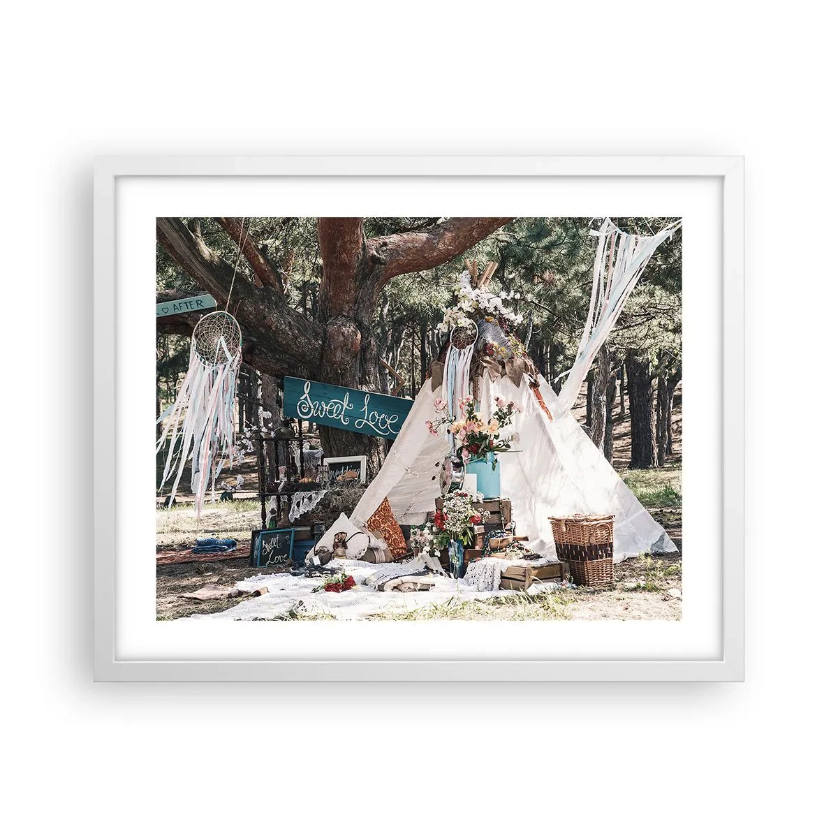 Plakát v bílém rámu - Make love… - 50x40 cm