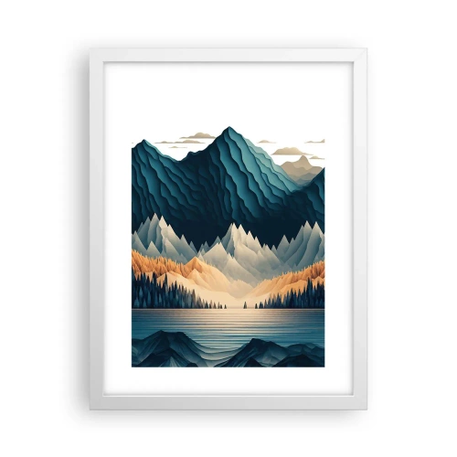 Plakát v bílém rámu - Dokonalá horská krajina - 30x40 cm