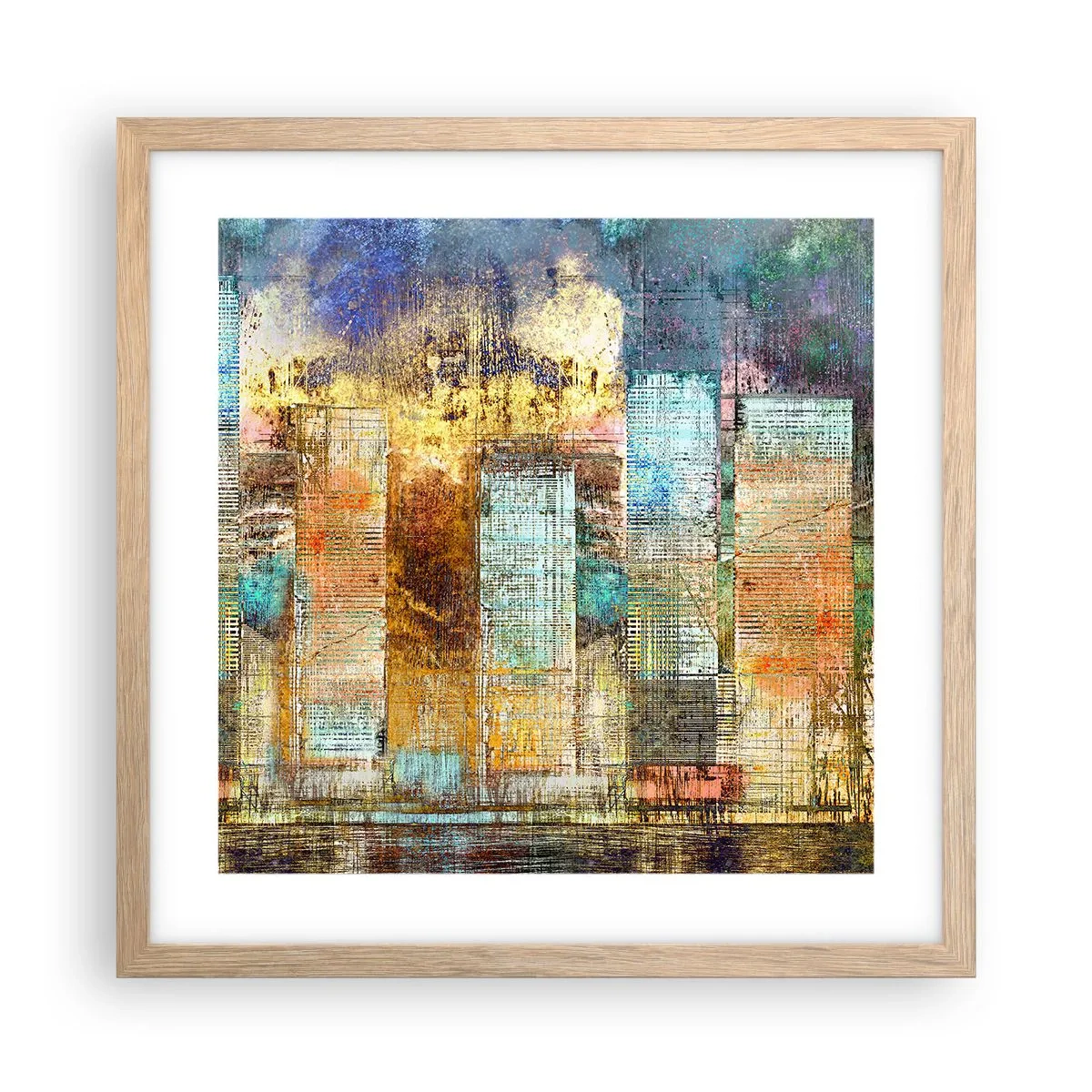 Plakát v rámu světlý dub - Prosluněná metropole - 40x40 cm