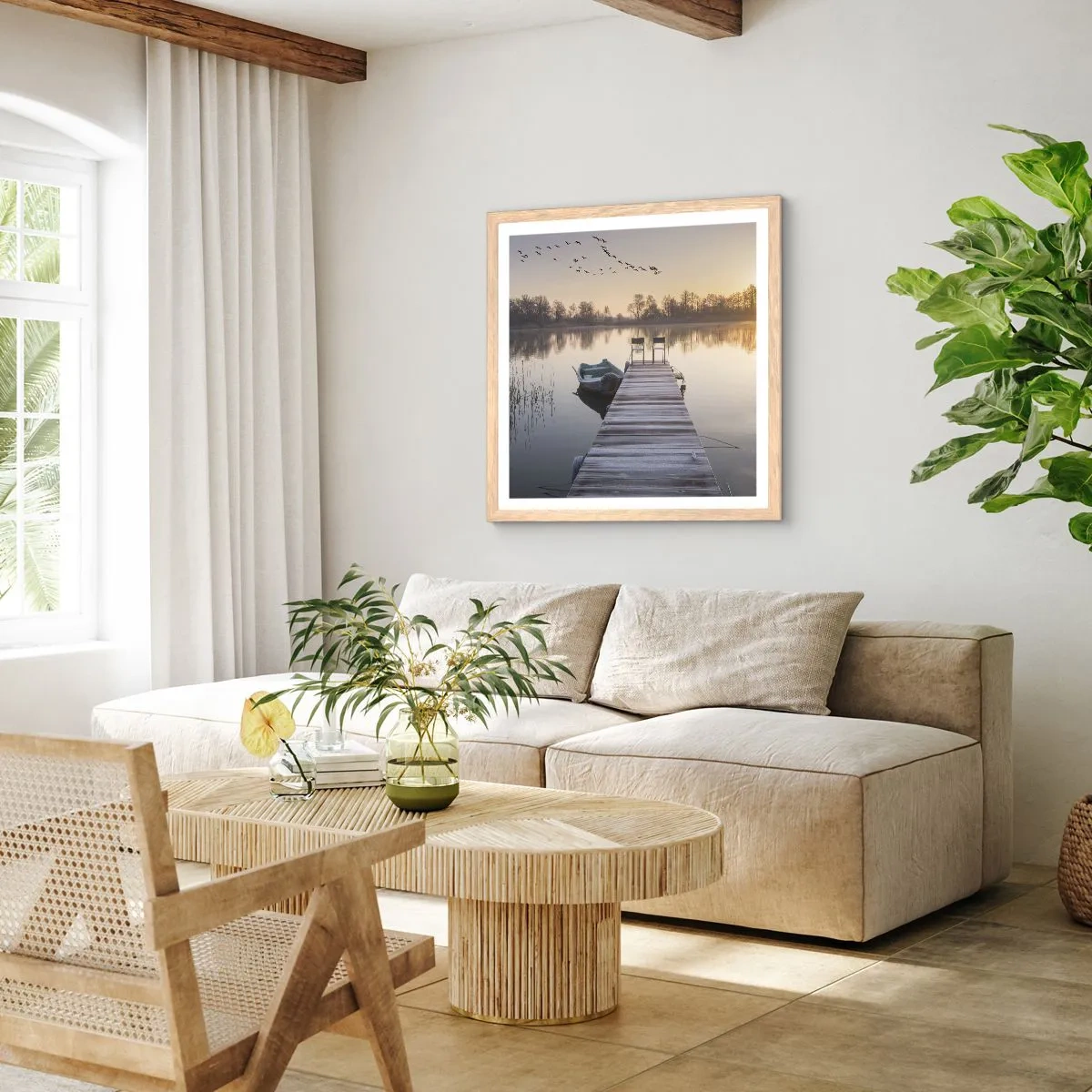 Plakát v rámu světlý dub - Časem se vrátím - 30x30 cm