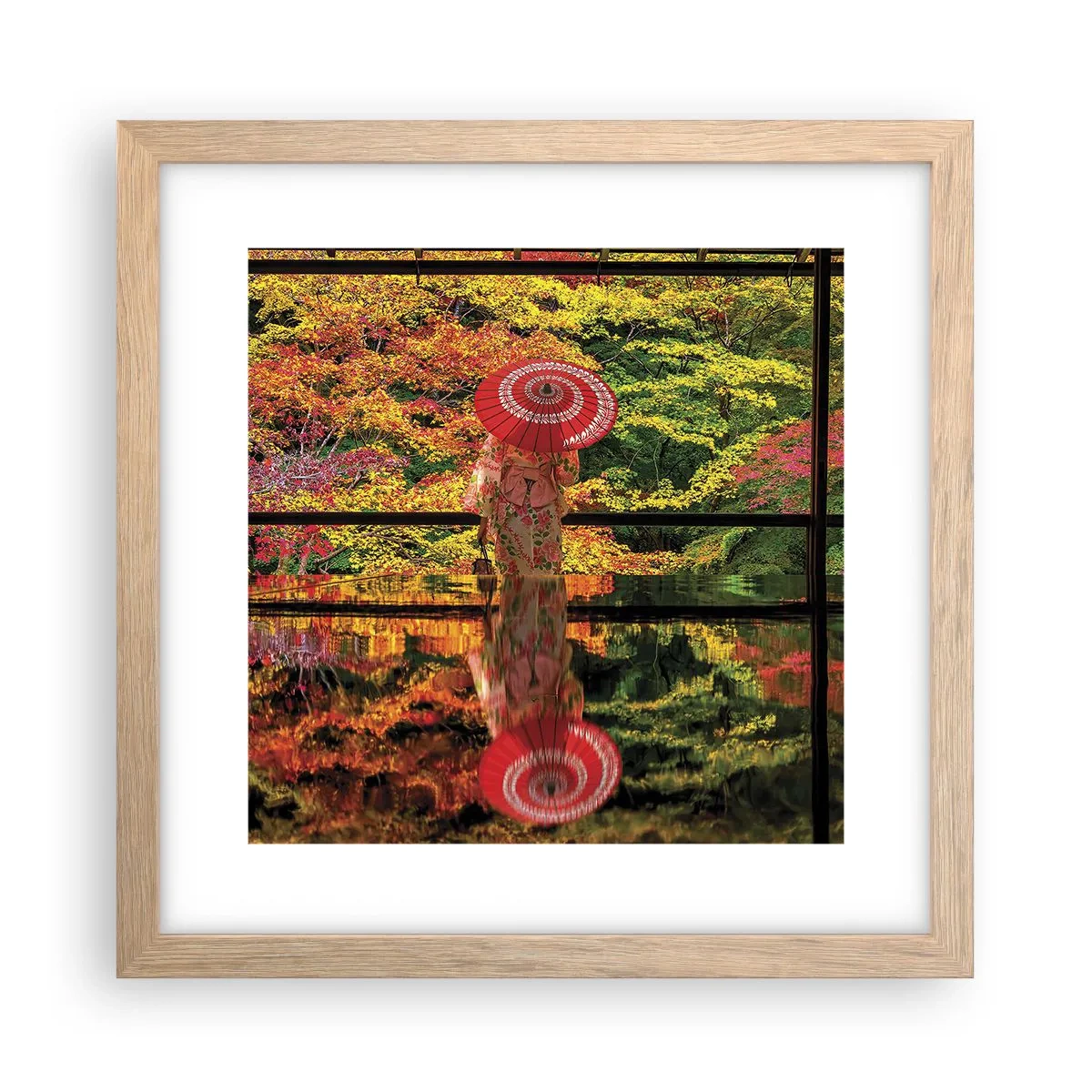 Plakát v rámu světlý dub - V chrámu přírody - 30x30 cm