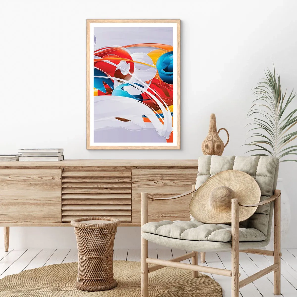 Plakát v rámu světlý dub - Tanec živlů - 30x40 cm