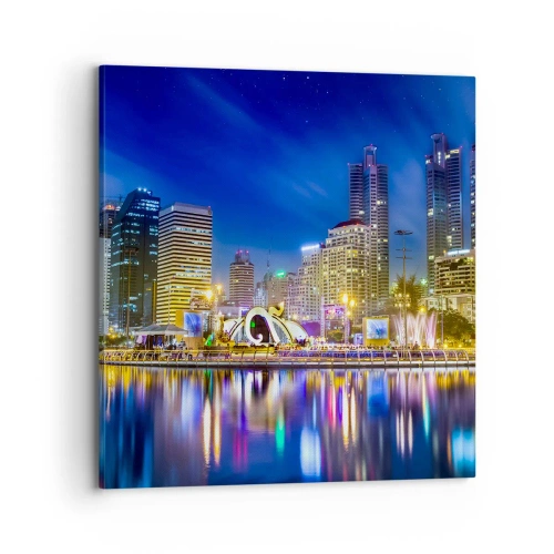 Obraz na plátně - Duhová noc metropole - 70x70 cm