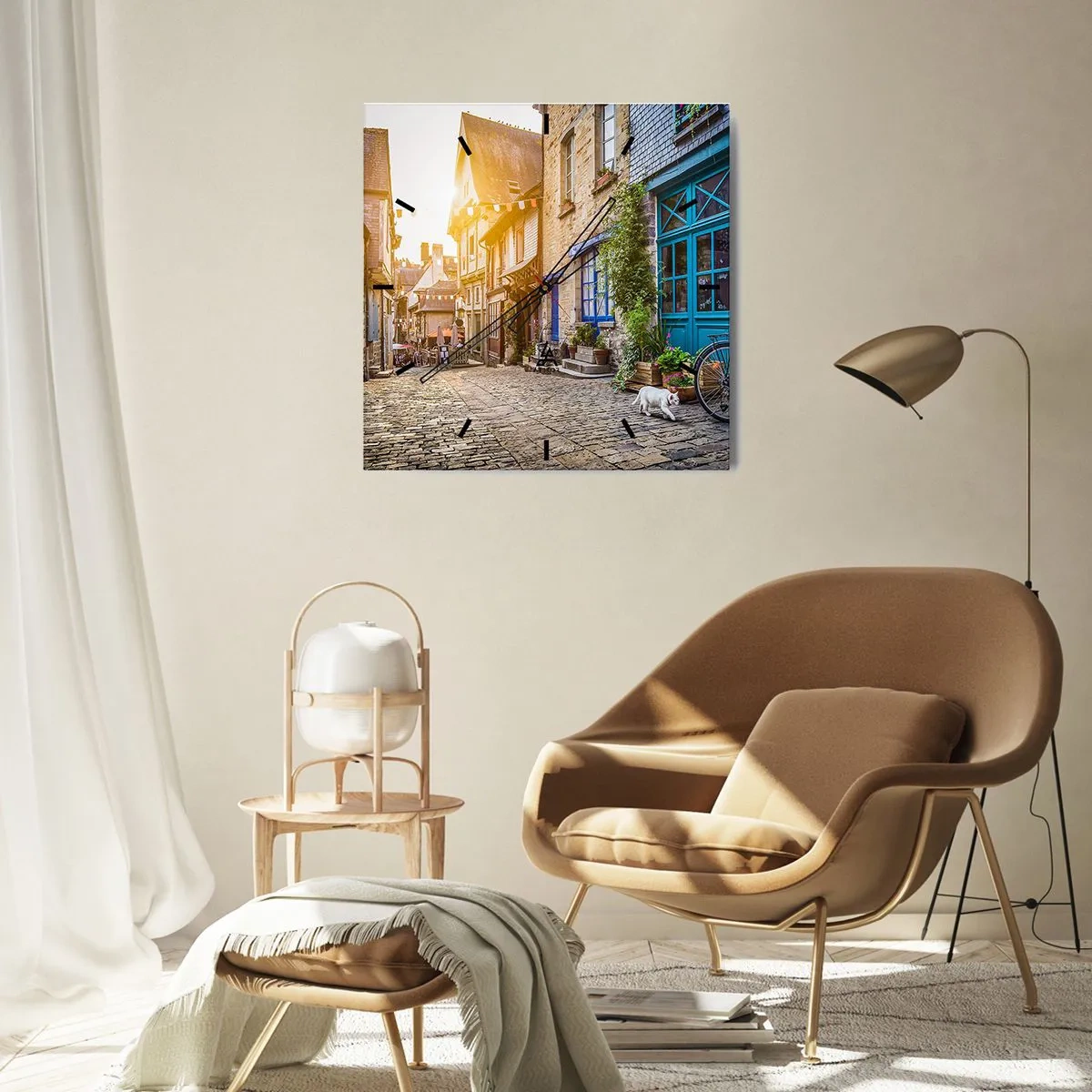 Nástěnné hodiny - Bílý duch městečka - 30x30 cm