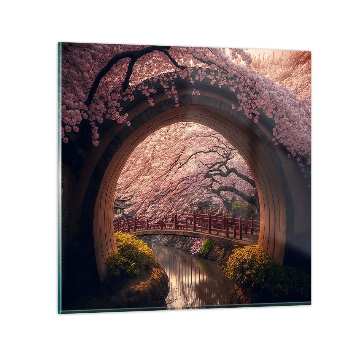 Obraz na skle - Japonské jaro - 30x30 cm