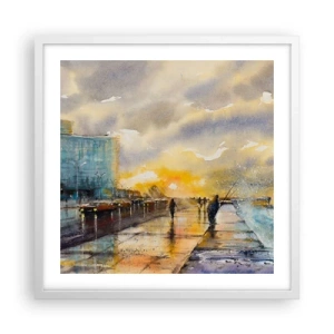 Plakát v bílém rámu - Život na pobřeží - 50x50 cm