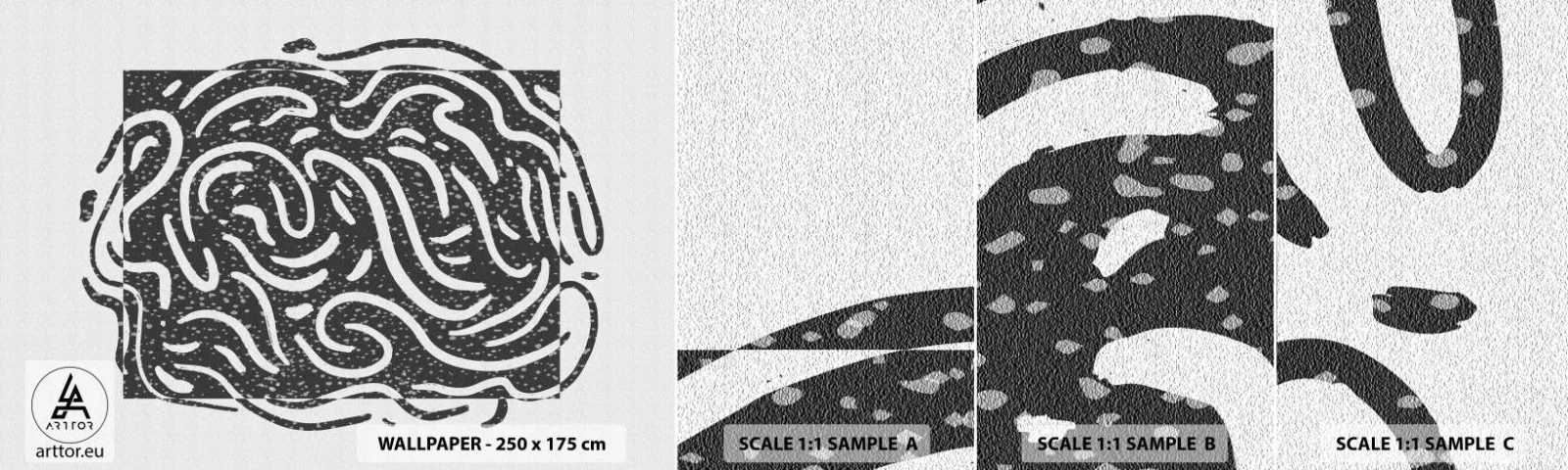 Fototapeta Vzorek Standard Eco - Abstrakce: tanec radosti - Boho, Černý a bílý, Minimalismus - 100x30 cm