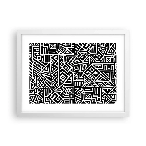 Plakát v bílém rámu - Předkolumbovská kompozice - 40x30 cm
