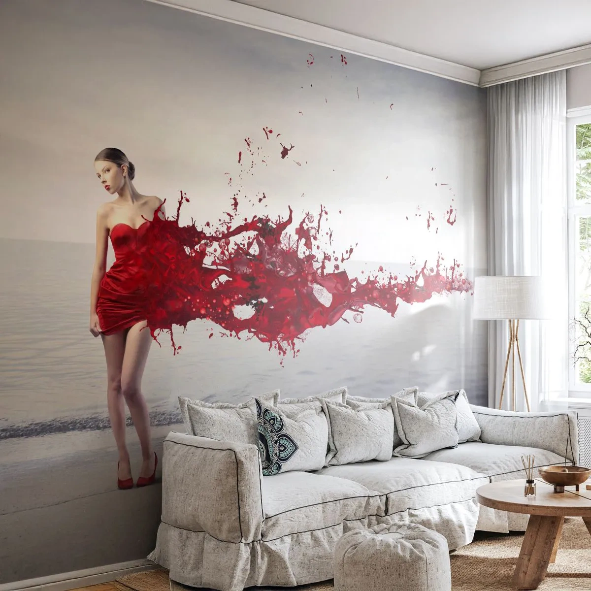 Fototapeta Samolepicí Deluxe Sticker - Náruživá jako šarlatová - Žena, Modelka, Grafika - 250x175 cm