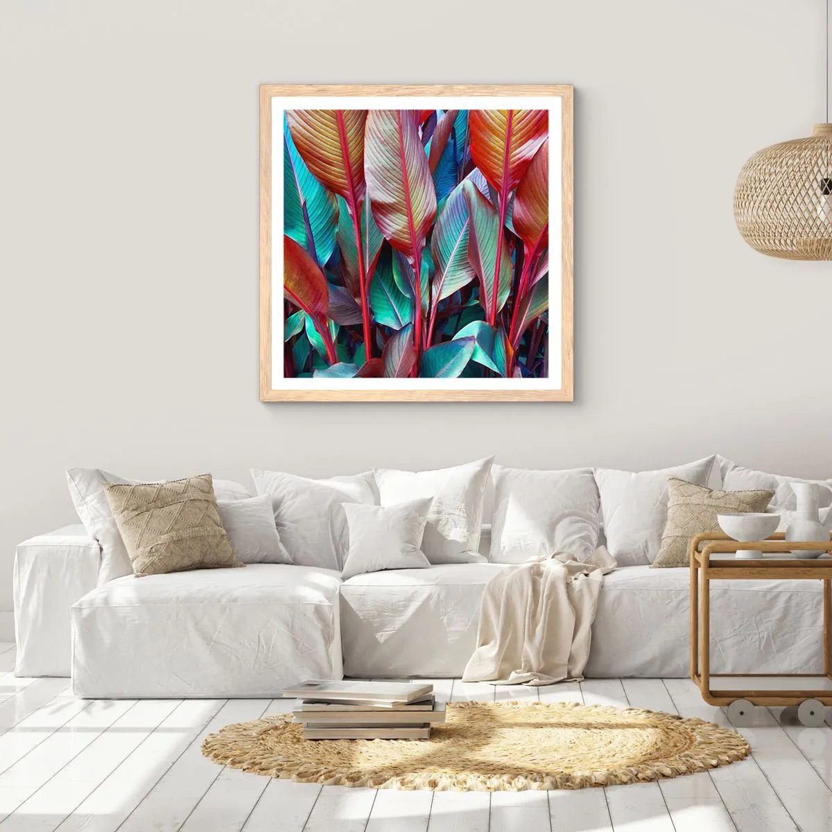 Plakát v rámu světlý dub - Barevná houština - 50x50 cm