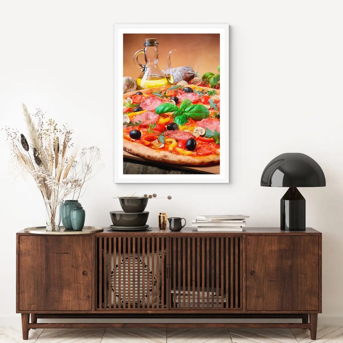 Plakát v bílém rámu - Se skutečně italskou chutí - 70x100 cm