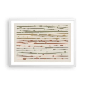 Plakát v bílém rámu - Hudební záznam barev - 70x50 cm