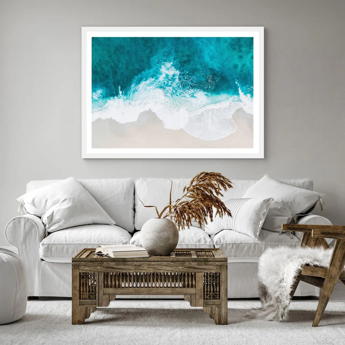 Plakát v bílém rámu - Přirozené pohlazení - 40x40 cm