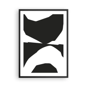 Plakát v černém rámu - Abstraktní černobílá kompozice - 50x70cm - Positive-negative - Moderní nástěnná dekorace do obývacího pokoje a ložnice ARTTOR