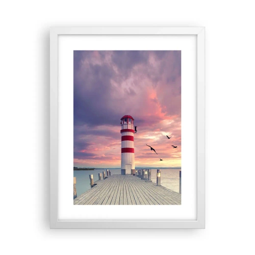 Plakát v bílém rámu - Čas jít do přístavu - 30x40 cm