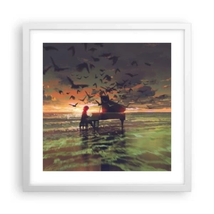Plakát v bílém rámu - Koncert na piano a vlny - 40x40 cm