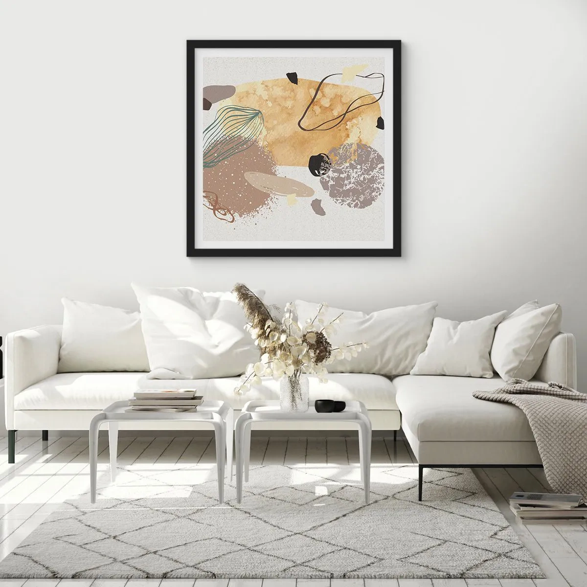 Plakát v černém rámu - Abstraktní švestka - 50x50 cm