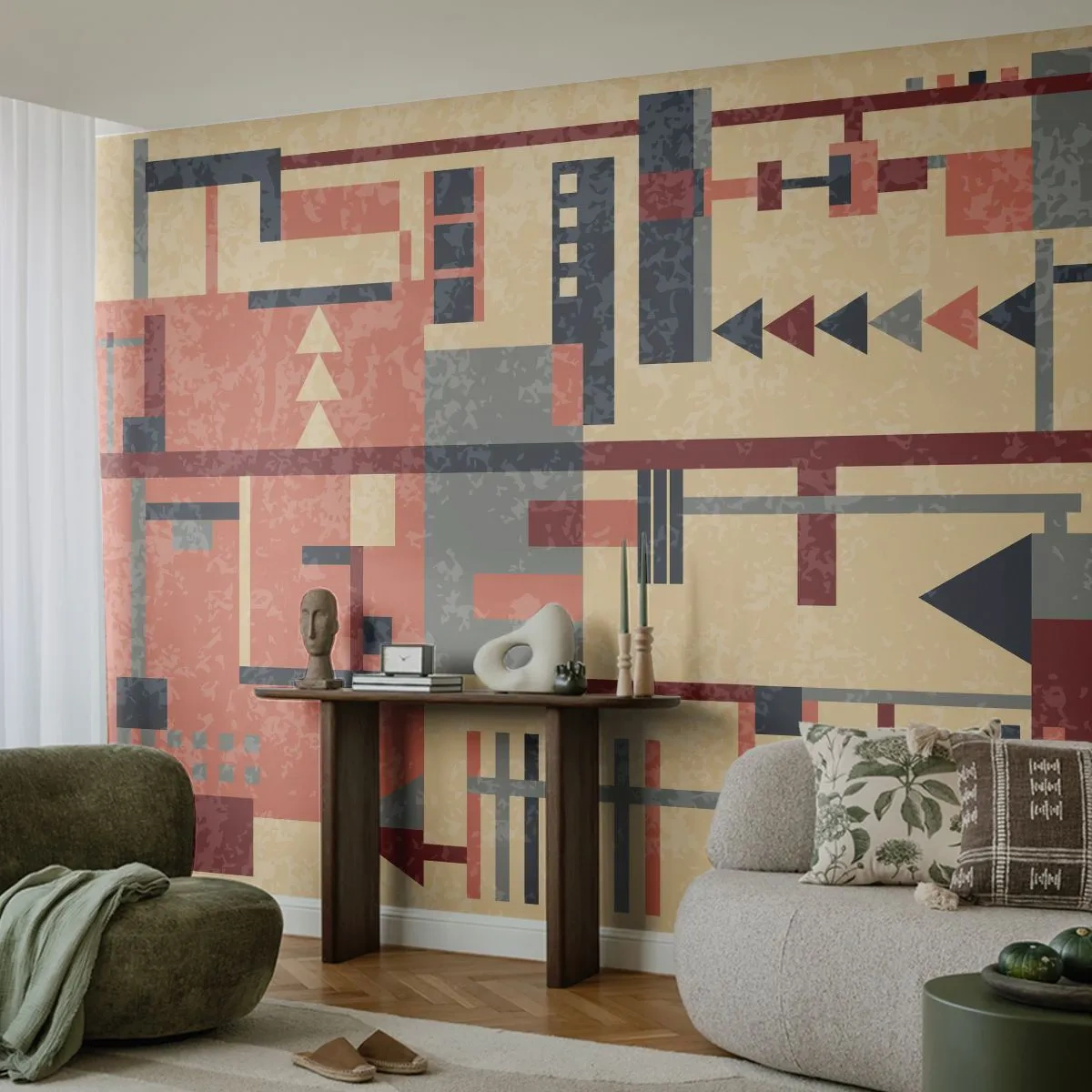 Fototapeta Premium Canvas - Vodorovná a svislá kombinace - Abstrakce, Kus, Moderní vzor - 350x256 cm